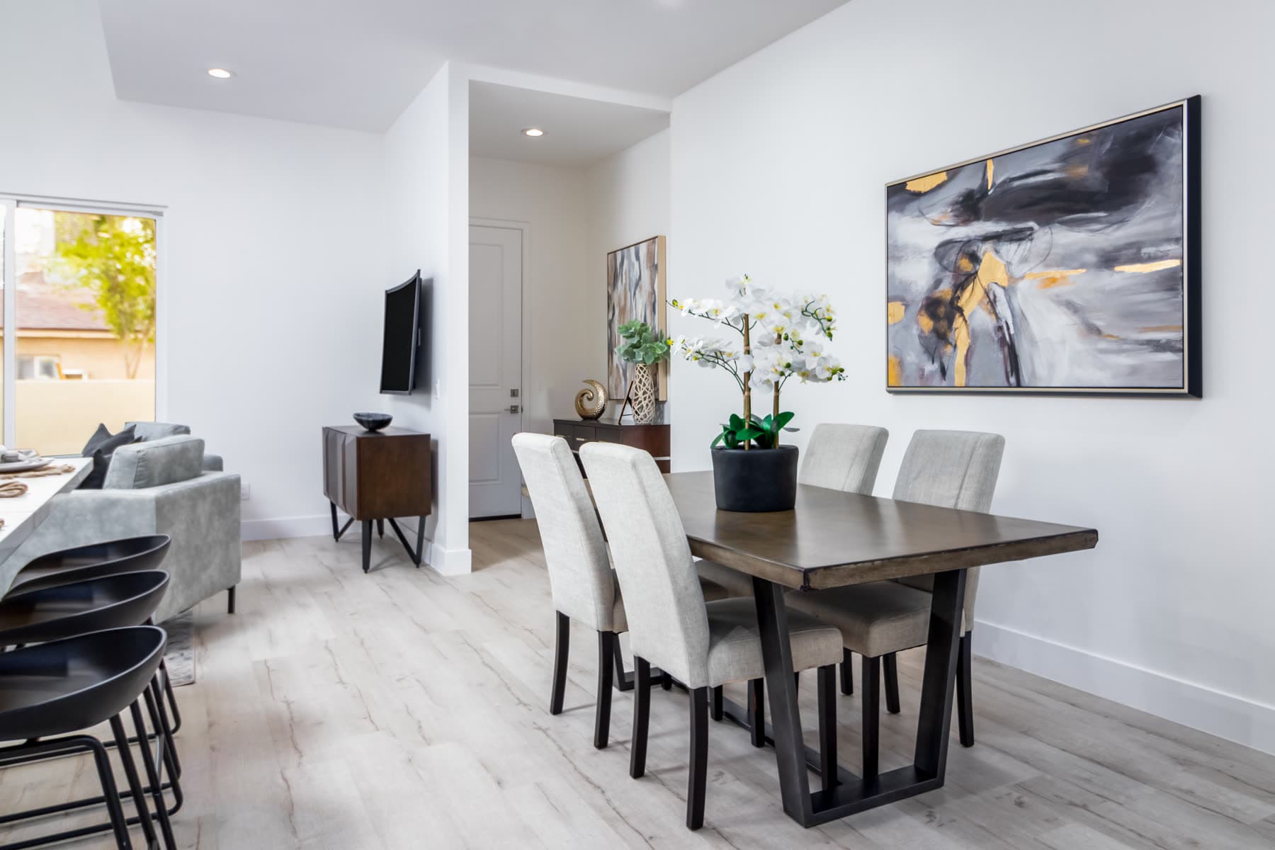 Dining area off the kitchen with designer finishes